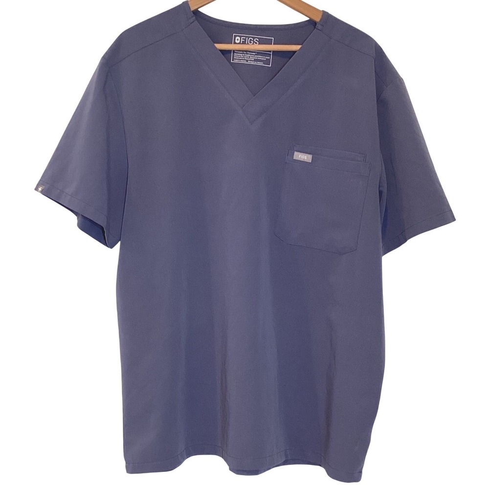 FIGS Scrub Top Leon V-Neck Short Sleeve 2 Pocket Space Navy PO# 2701 - XL